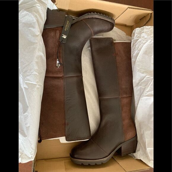 💗Sorel cate tall waterproof leather boot cushioned foodbed size 5 new - Picture 6 of 14